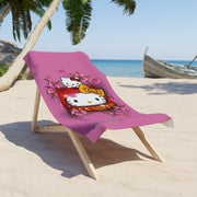 Kitty Daruma light pink Beach Towel