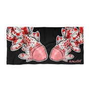 Big Red Fish 2 Beach Towel Black