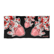 Big Red Fish 3 Beach Towel Black