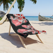 Big Red Fish 3 Beach Towel Black