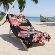 Big Red Fish 3 Beach Towel Black