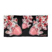 Big Red Fish 3 Beach Towel Black
