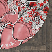 Big Red Fish Pattern Round Rug