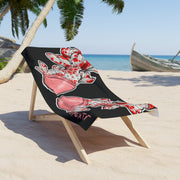 Big Red Fish 2 Beach Towel Black